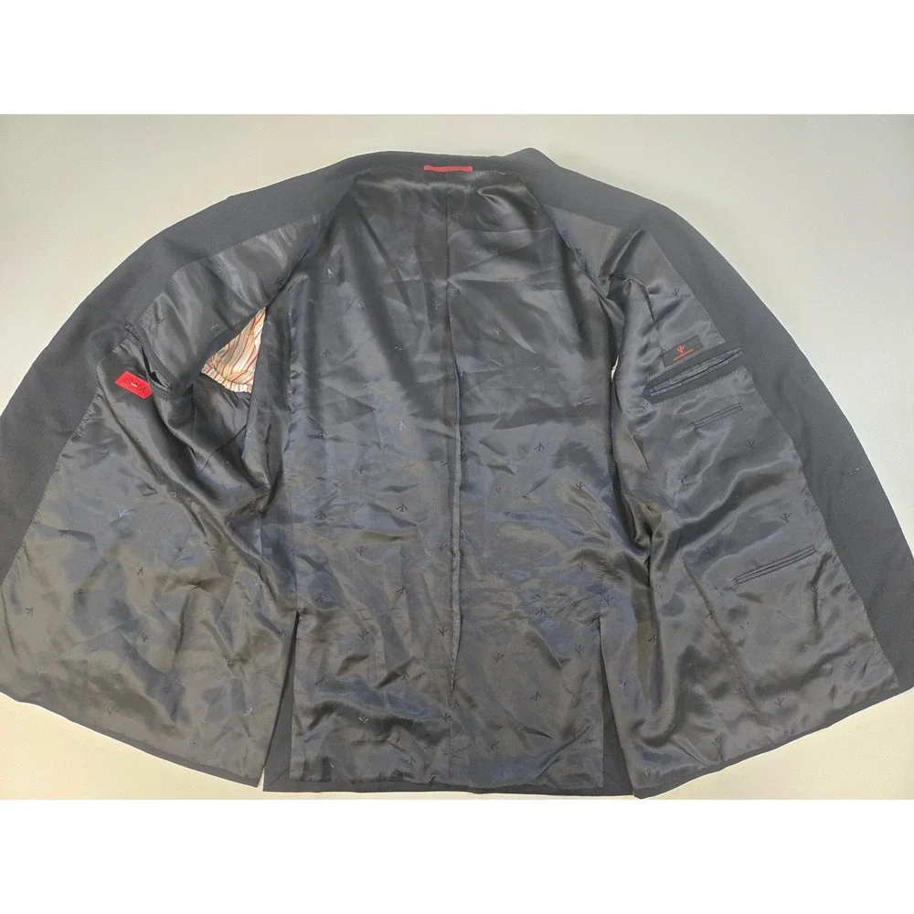 Isaia Napoli Aquaspider Blazer Mens 58 8R Black Wool Sport Coat Made In Italy